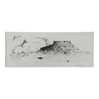 1974 Black Mesa New Mexico Landscape Etching For Sale