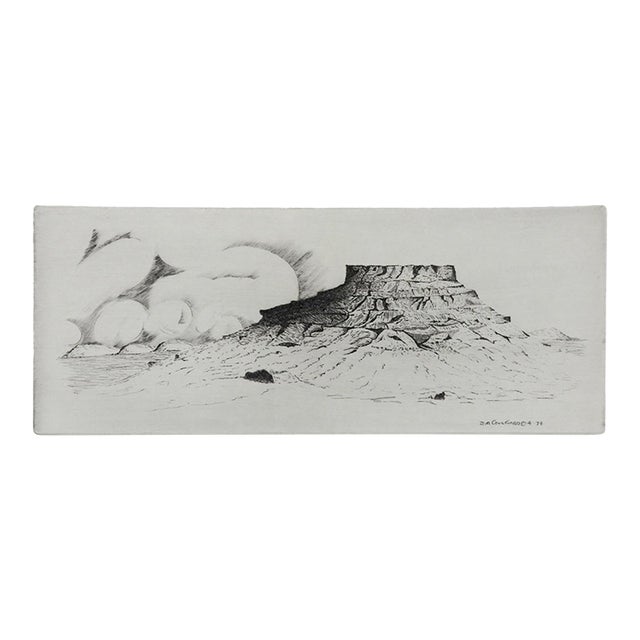 1974 Black Mesa New Mexico Landscape Etching For Sale