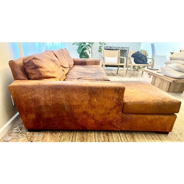 Contemporary Restoration Hardware Maxwell Leather Left Arm Sofa Chaise