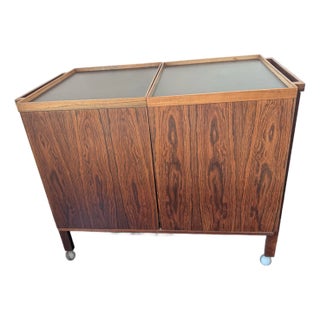 1960s Niels Erik Glasdam Jensen Mid Century Danish Rosewood Expanding Bar Cart For Sale