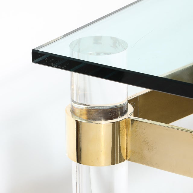 Mid-Century X Form Polished Brass & Lucite Console Table by Karl Springer For Sale - Image 12 of 14