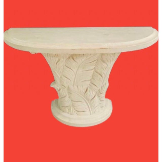 Late 20th Century Serge Roche Style Wood Carved Palm Tree Front Console Table & Mirror For Sale - Image 5 of 12