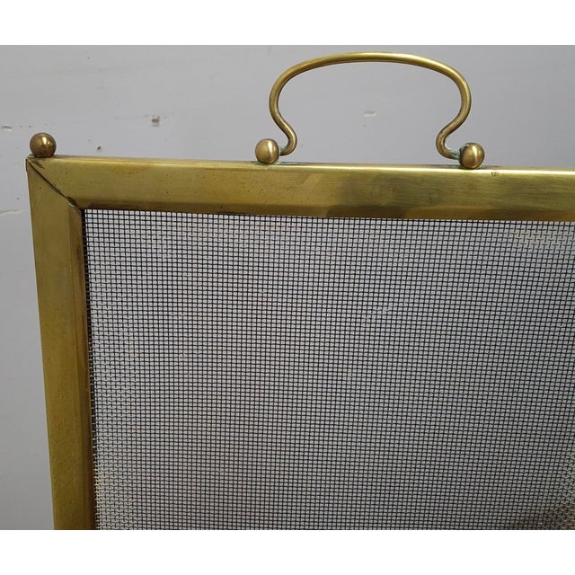 Victorian Solid Brass and Wire Mesh Fire Screen , Circa 1880s For Sale - Image 4 of 11