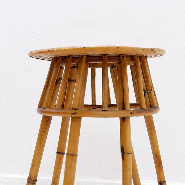 Wood Bohemian Rattan and Bamboo Plant Stand, 1960s For Sale - Image 7 of 11