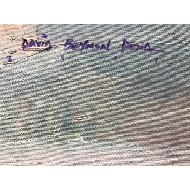 Experience the captivating allure of boundless blue skies and artistic abstraction in "Blue Skies," an extraordinary oil...