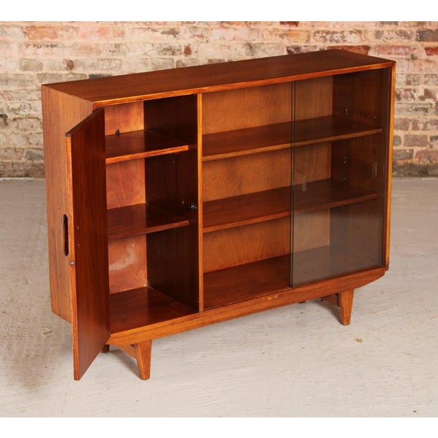 Wood Mid-Century Modern Glass Fronted Teak Bookcase, 1960s For Sale - Image 7 of 9