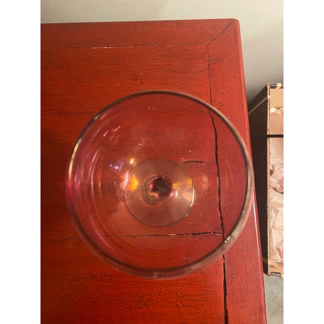 Late 20th Century Vintage Cranberry Stemmed Goblets- Set of 8 For Sale - Image 5 of 7