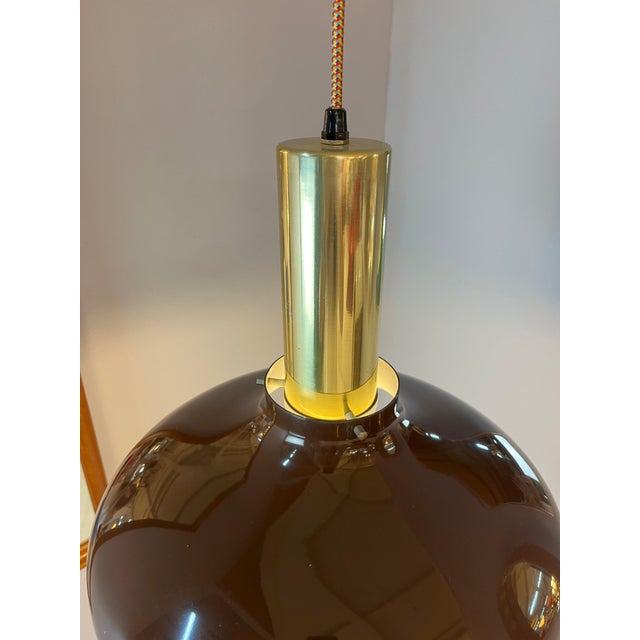 Danish Hanging Lamp with Brown Brass For Sale - Image 10 of 11