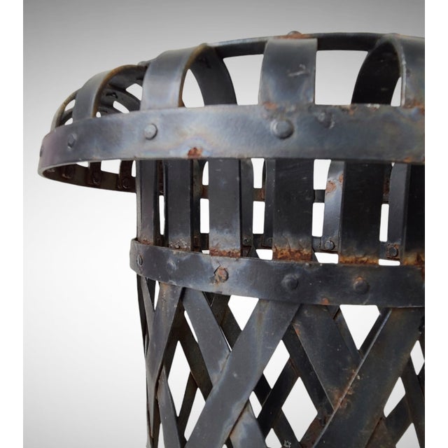 French Country Early 20th Century Iron Strap Urn For Sale - Image 3 of 8
