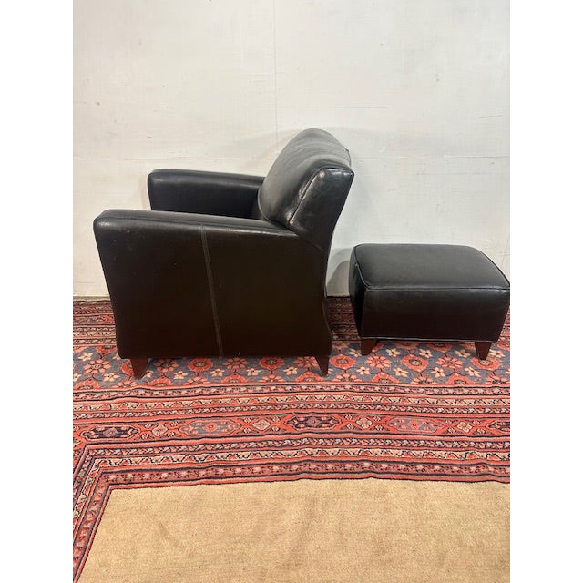 Brown 1960s Bradington Young Armchair and Ottoman For Sale - Image 8 of 11