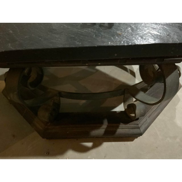 Late 20th Century Vintage Mid-Century Slate Wrought Iron Cocktail/Coffee Octagonal Table For Sale - Image 5 of 9