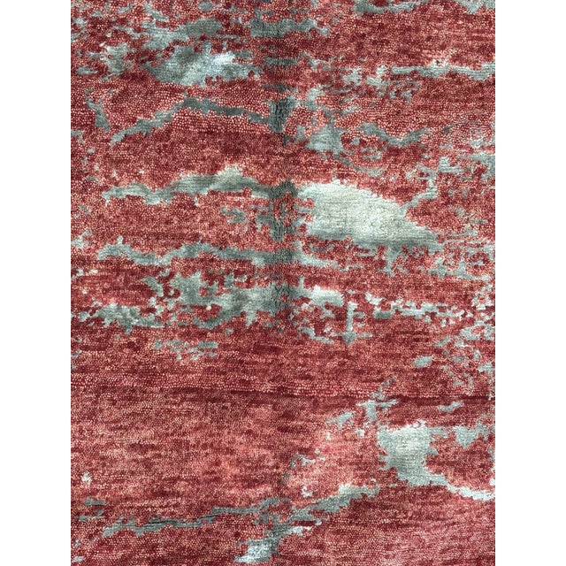Silk and wool pile genuine hand made Nepalese rug -