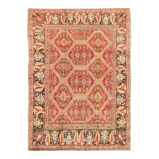 Antique Turkish Oushak Rug With Paisley Border and Over All Tribal Design For Sale