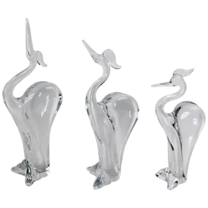 Group of 3 Marcolin Crystal Glass Birds Made in Sweden