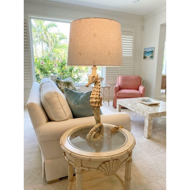 Vintage Coastal Seahorse Resin Table Lamp For Sale - Image 9 of 12