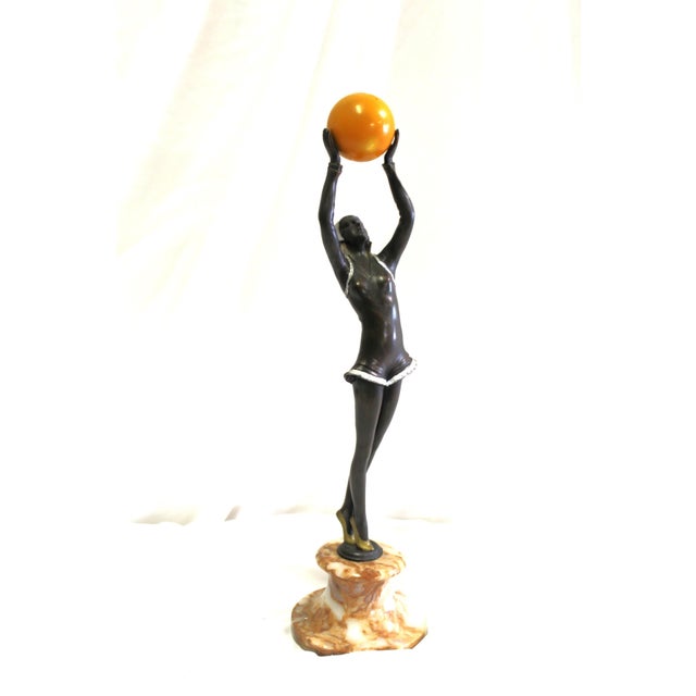 1990s Mid Century/Modern/Deco Style Sculpture Bronze Girl For Sale - Image 12 of 17