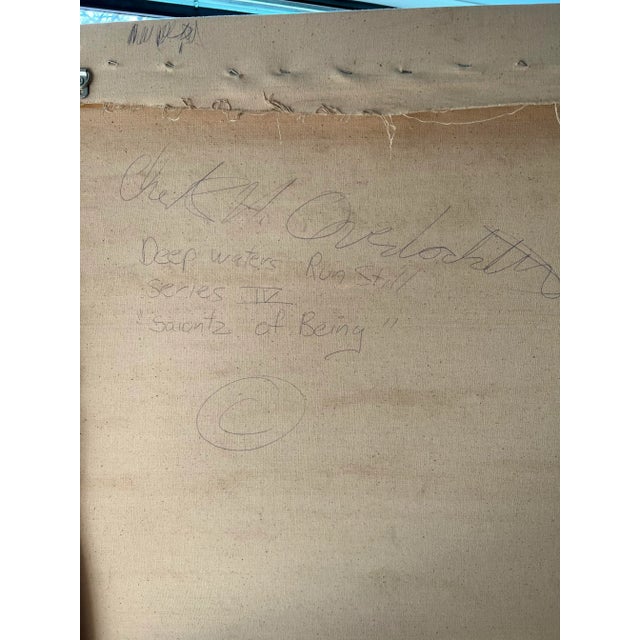 Textile 1989 "Deep Waters Run Still" Pointillist Landscape Oil Painting by Chester Overlock For Sale - Image 7 of 10