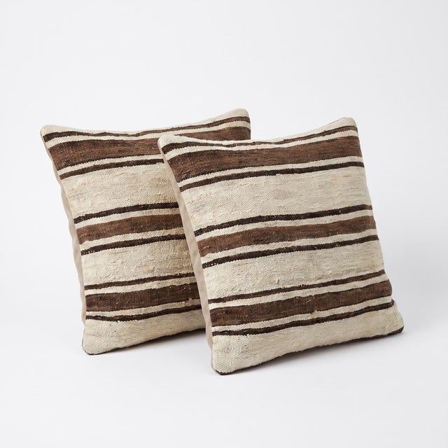 Mid-Century Modern Anatolian Oushak Kilim Pillow Cover 24'' X 24'' - Set of Two For Sale - Image 3 of 4