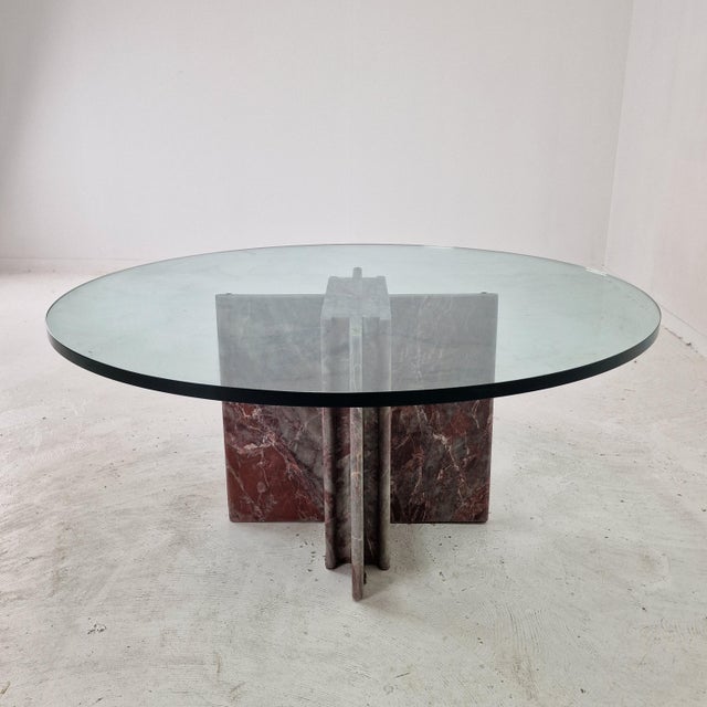 Glass Italian Marble Coffee Table, 1980s For Sale - Image 7 of 18