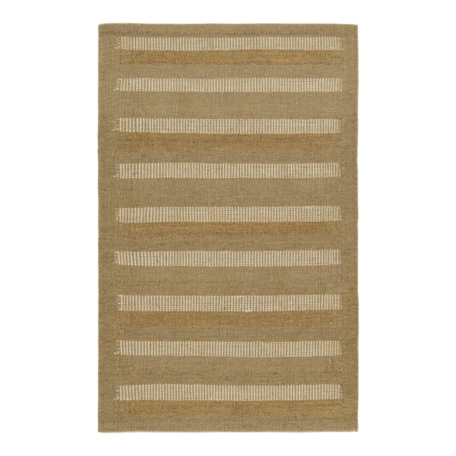 Rug & Kilim’s Scandinavian Rug with Beige and Taupe Geometric Stripes - 5x8 For Sale