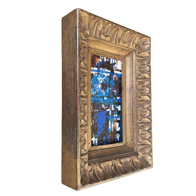 Abstract Acrylic on Canvas Abstract 15"h Titled La Rivière the River in a Vintage Wood Frame For Sale - Image 3 of 9