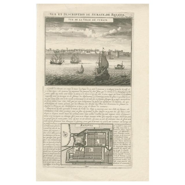 Antique View of Surat and Plan of Batavia, 1719 For Sale - Image 10 of 10