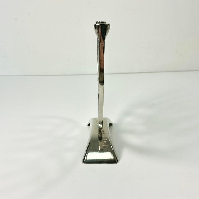 1980s Vintage Contemporary Postmodern Hollywood Regency Enamel and Chrome Menorah For Sale - Image 11 of 13