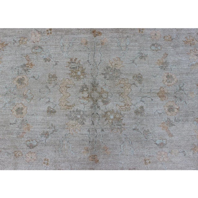 Textile Large Turkish Angora Oushak Rug With All-Over Vining Floral Design in Neutral Colors For Sale - Image 7 of 13