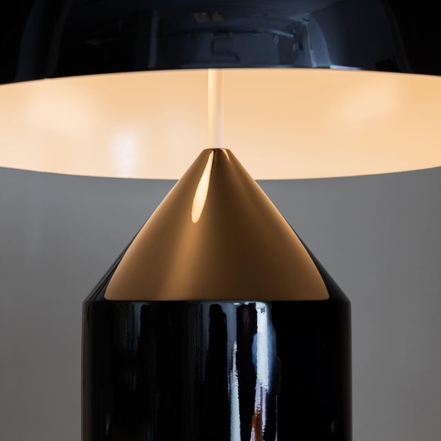 Metal Black Atollo Table Lamp by Vico Magistretti for Oluce, 1979 For Sale - Image 7 of 8