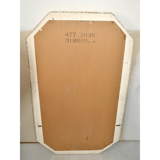 Vintage Mid-Century Modern Handwoven Shabby Chic White Wicker Wall Mirror For Sale - Image 10 of 12