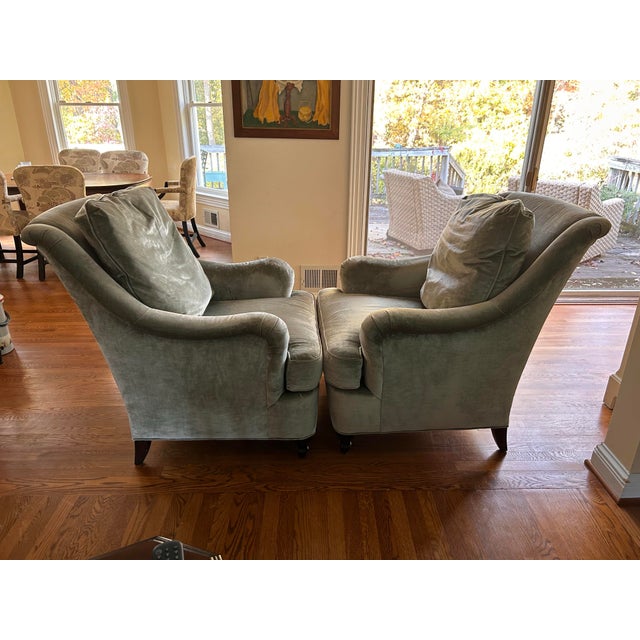 Pair of Century Furniture Tyler Club Chairs. Tall back and fuller lines blend classic styling with comfort. Loose back...