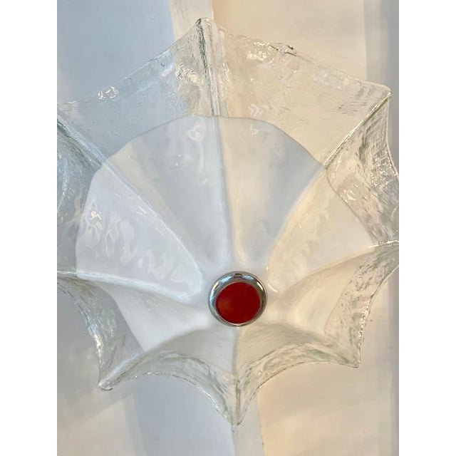 1970s Flush Mount in White Murano Glass and Chrome from A.V. Mazzega, Italy, 1970s For Sale - Image 5 of 8