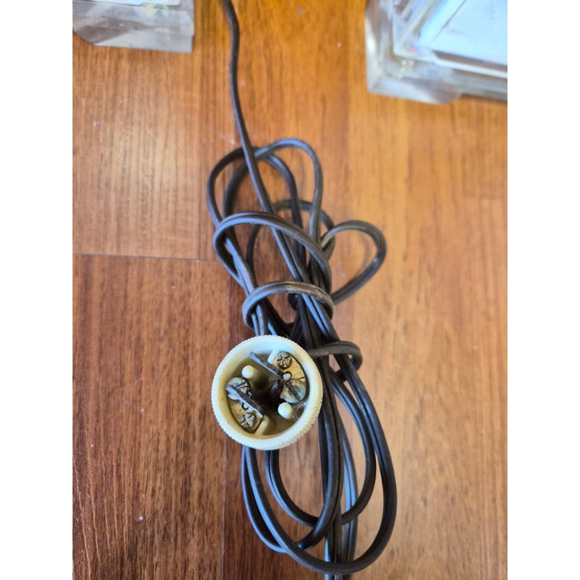 Pair of Tiered Lucite Floral Decal Table Lamps For Sale - Image 9 of 10