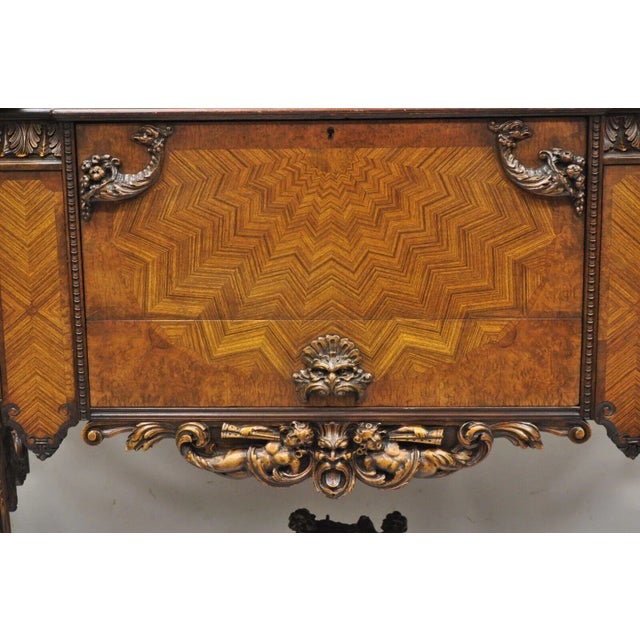 Wood French Renaissance Louis XV Style Figural Carved Walnut Curio Display Buffet For Sale - Image 7 of 12