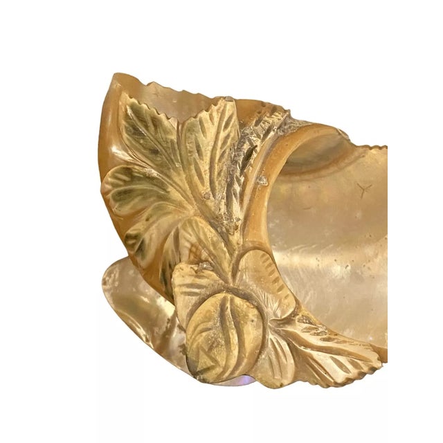 Shell Antique Victorian Hand Carved Conch Shell Basket Bowl Caviar Dish Mother of Pearl For Sale - Image 7 of 8