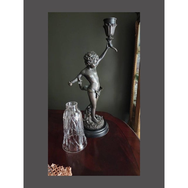 Figurative 1990s Bronze Figurine Candle Holder For Sale - Image 3 of 7