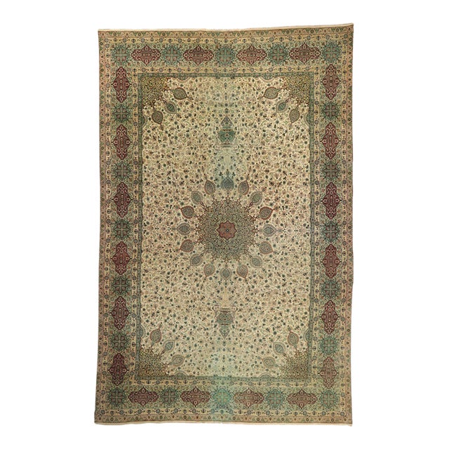 Vintage Persian Tabriz Rug, 12'06 X 19'01 For Sale