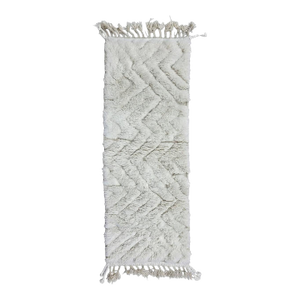 White Moroccan Runner Rug - 6.3 X 2.3 Ft