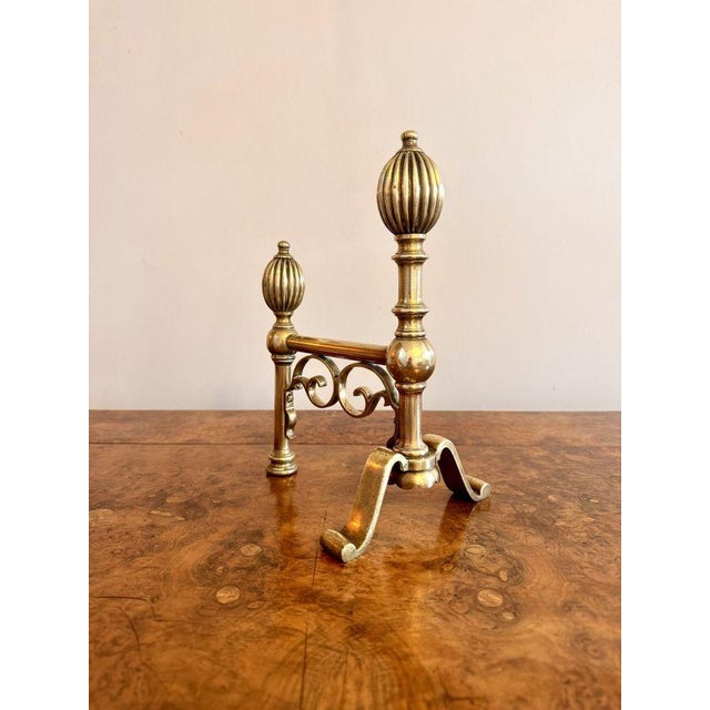Early 19th Century Antique Georgian Brass Fire Dogs, 1800, Set of 2 For Sale - Image 5 of 6