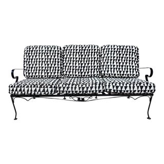 Mid Century Russel Woodard Sofa With Outdoor Upholstery For Sale