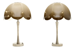 Vintage Chrome and Acrylic Table Lamps in the style of Guzzini, 1970s, Set of 2