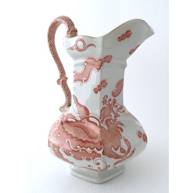 Large Mason’s Ironstone Ceramic Pitcher Jug in Chinese Dragon Pattern For Sale - Image 13 of 13
