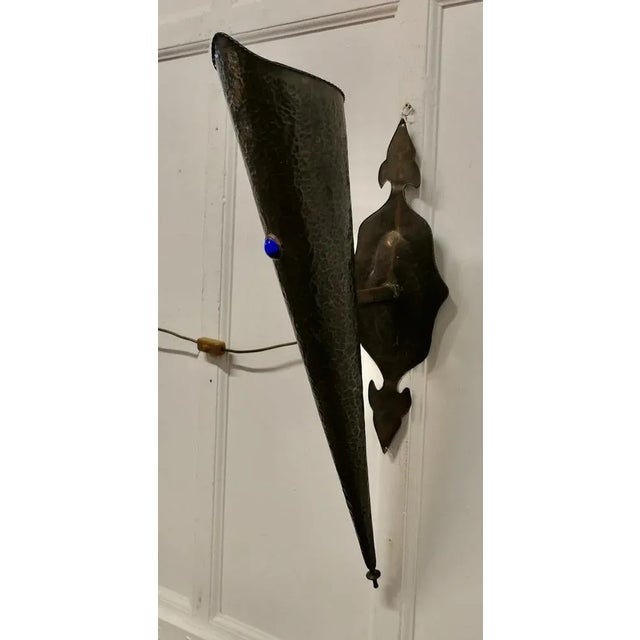 Metal Arts & Crafts Gothic Copper Wall Light For Sale - Image 7 of 7