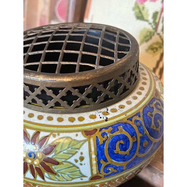 Mid 18th Century Antique Floral Dutch Ceramic Vase With Detachable Top Dated 1846 For Sale - Image 5 of 9