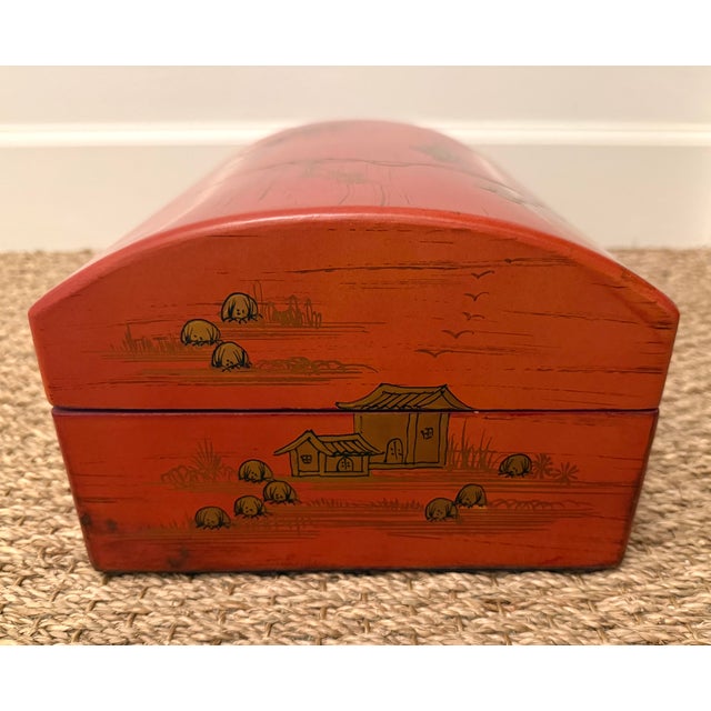 Vintage Chinoiserie Cinnabar Box For Sale - Image 10 of 12