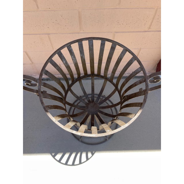 Vintage Wrought Iron Indoor/Outdoor Garden Urn For Sale In Palm Springs - Image 6 of 8