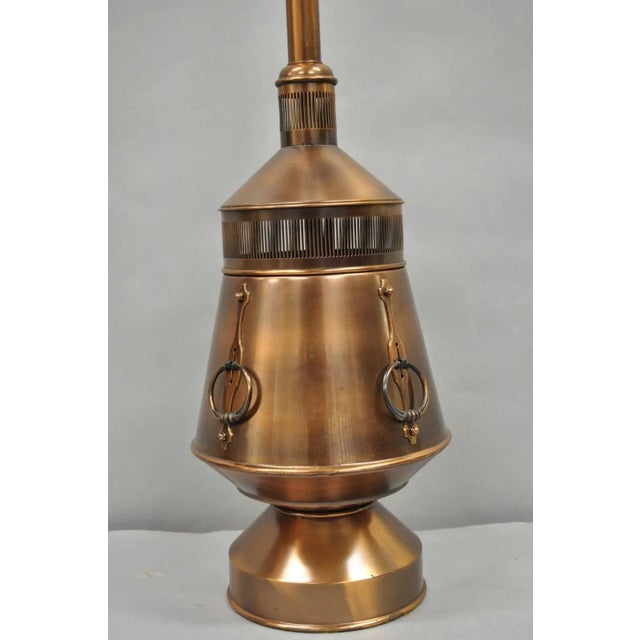 Mid-Century Modern Vintage Industrial Mid Century Modern Copper Metal "Ship Turbine" Table Lamp For Sale - Image 3 of 12
