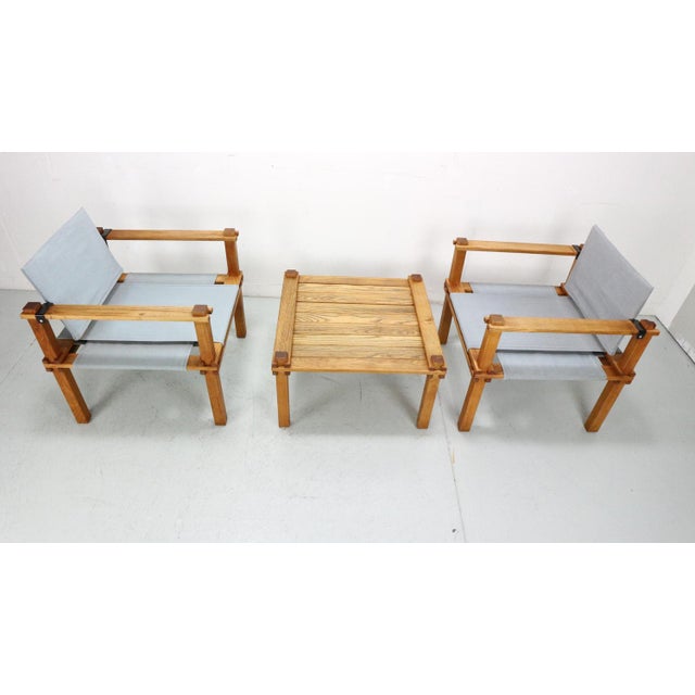 Japandi Safari Armchairs and Table attributed to Gerd Lange, 1965, Set of 3 For Sale - Image 12 of 18
