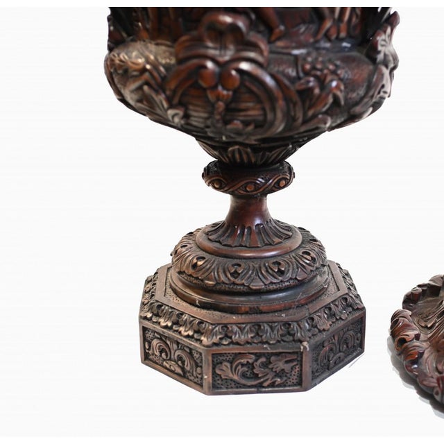 Italian Monumental Carved Urns, Set of 2 For Sale - Image 14 of 15