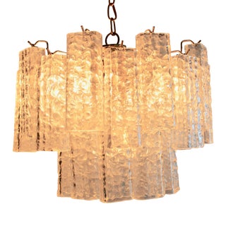 Two-Tier Kalmar Style Ice Glass Chandelier For Sale